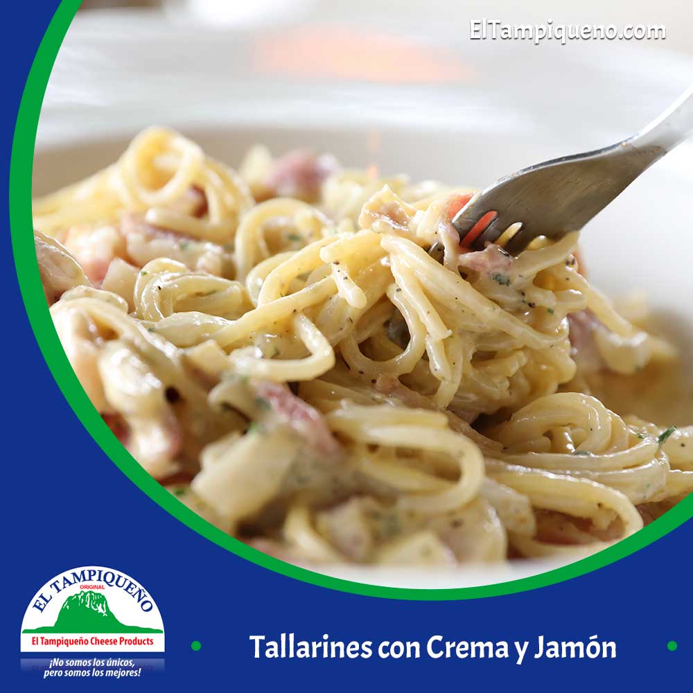 3 Tallarines con crema y jamn